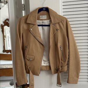 Sandro Tan Leather Jacket